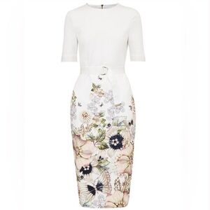 Ted Baker London | Ivory and Floral Midi Dress